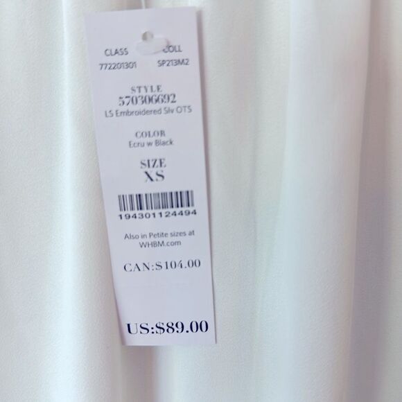 White House Black Market Embroidered Off-Shoulder Blouse - Picture 9 of 9